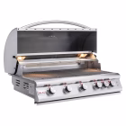Blaze Premium LTE 40" Built-In 5-Burner Grill w/ IR Burner on white background with hood open