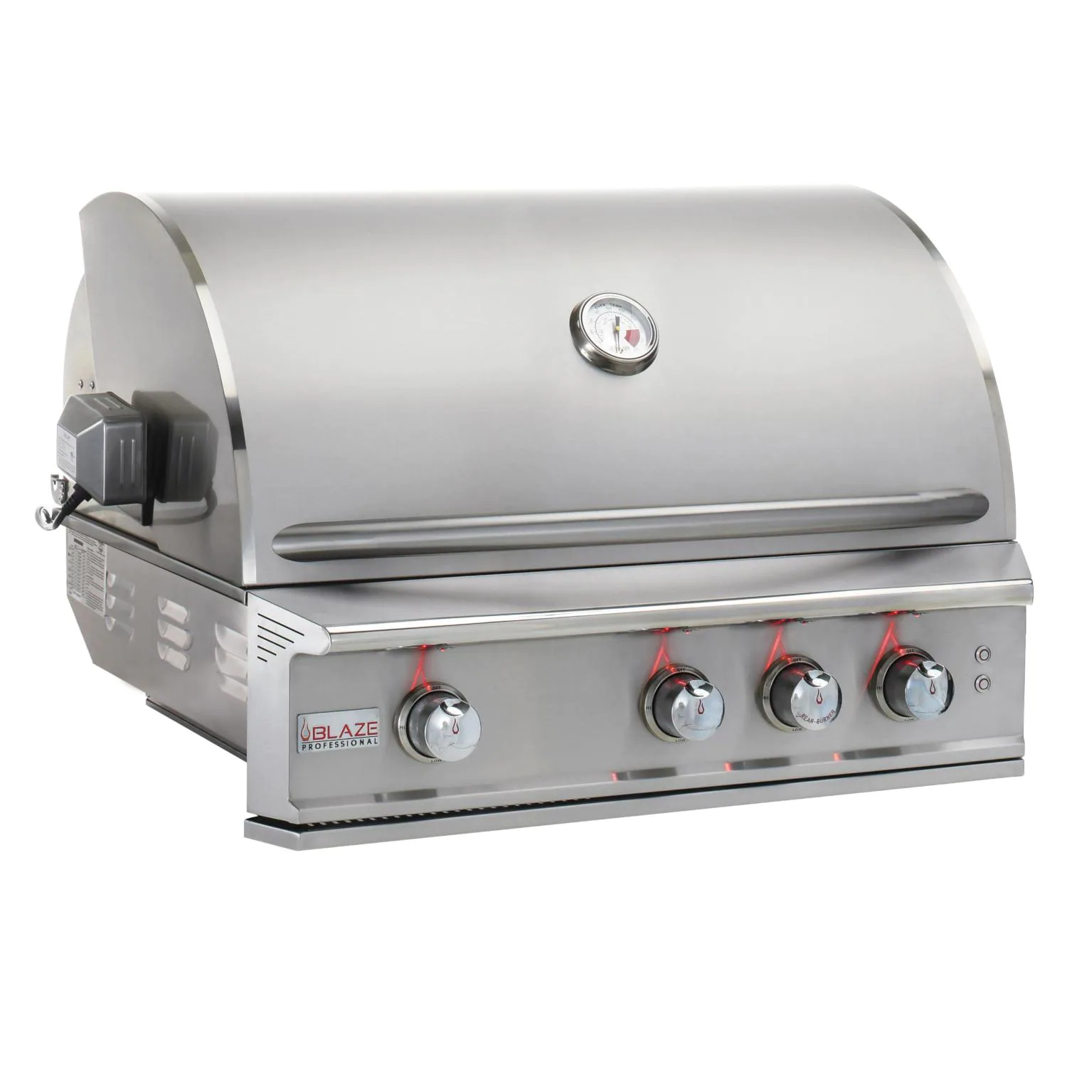 LED-lit knobs and halogen lights on Blaze Professional LUX 3-Burner Built-In Grill w/ IR Burner