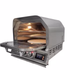 Pizza stone and interior of Blaze 26" Built-In Outdoor Oven w/ Rotisserie on white background