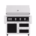 Hestan 42″ Built-In Grill - color Stealth — closed hood on Stand - white background