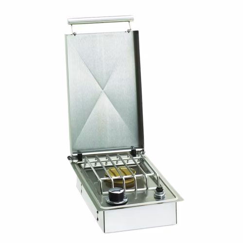 Top-down view of AOG Drop-In Single Side Burner showing burner grate and compact cook surface