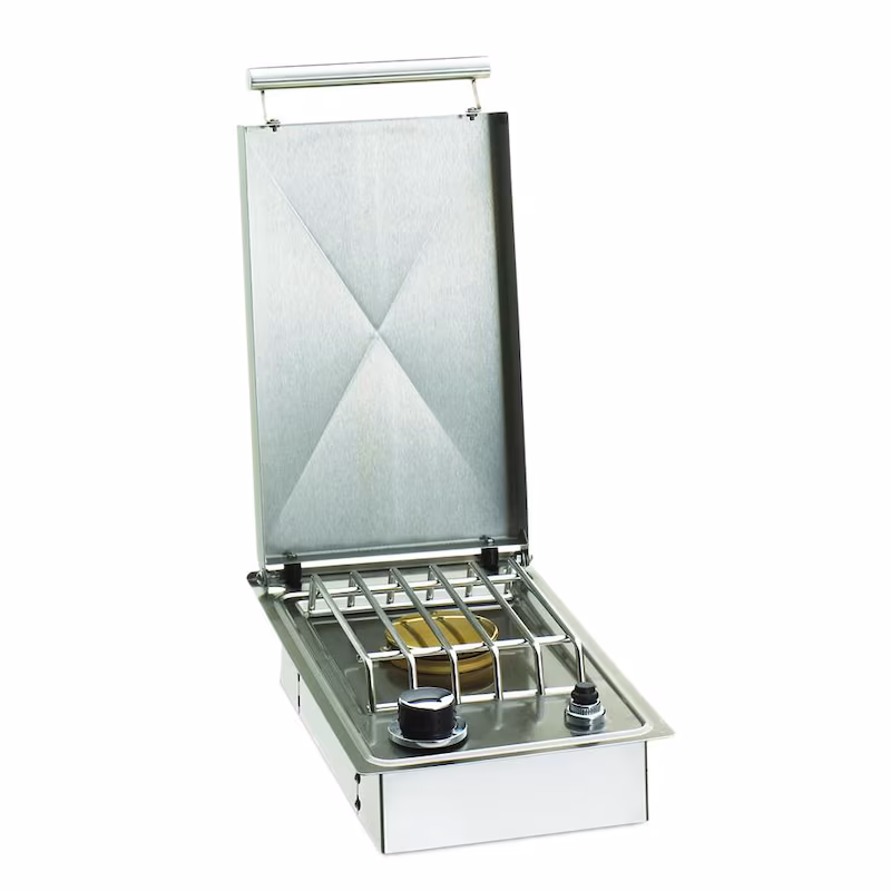 AOG Drop-In Single Side Burner Top-down view of AOG Drop-In Single Side Burner showing burner grate and compact cook surface