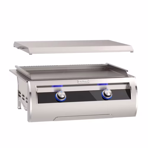 Fire Magic Echelon Diamond E660i Black Glass Built-In Natural Gas Gourmet Griddle w/ Stainless Steel Cover - E660I-1T4N