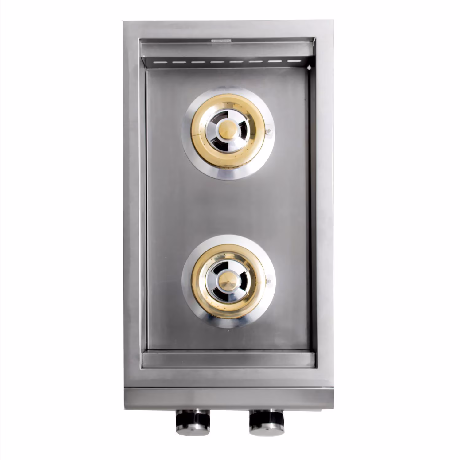 Top-down view of Blaze Premium LTE Built-In Double Side Burner with lid open